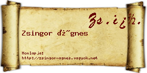 Zsingor Ágnes névjegykártya